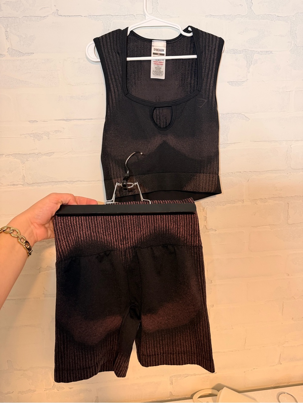 NWOT Gymshark Diffuse Seamless Set XS Top S Shorts Black Calm Pink
